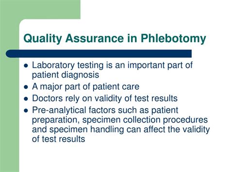 what are quality assurance standards in phlebotomy
